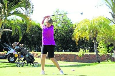 ONE-SHOT WIN: Gail Kum Sing tees off from the first hole at Mount Isa Golf Club. - Picture: LYNDON KEANE/2831