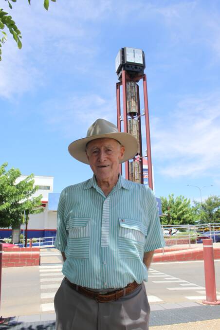 SPEECHLESS: Bob Keoghan is a man of many words but was rendered speechless as he heard his long-awaited town clock chime for th every first time. -Picture: HAILEY RENAULT/4592