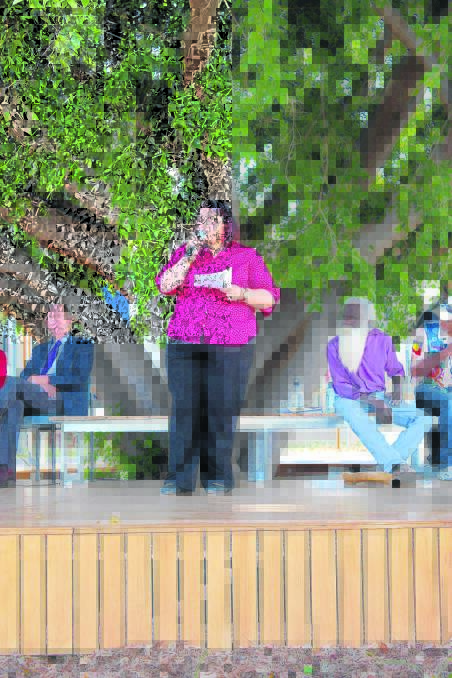 MC: Master of Ceremonies Larissa Backo welcomed everyone who gathered beneath the healing tree to celebrate the 60-year-old meeting place.