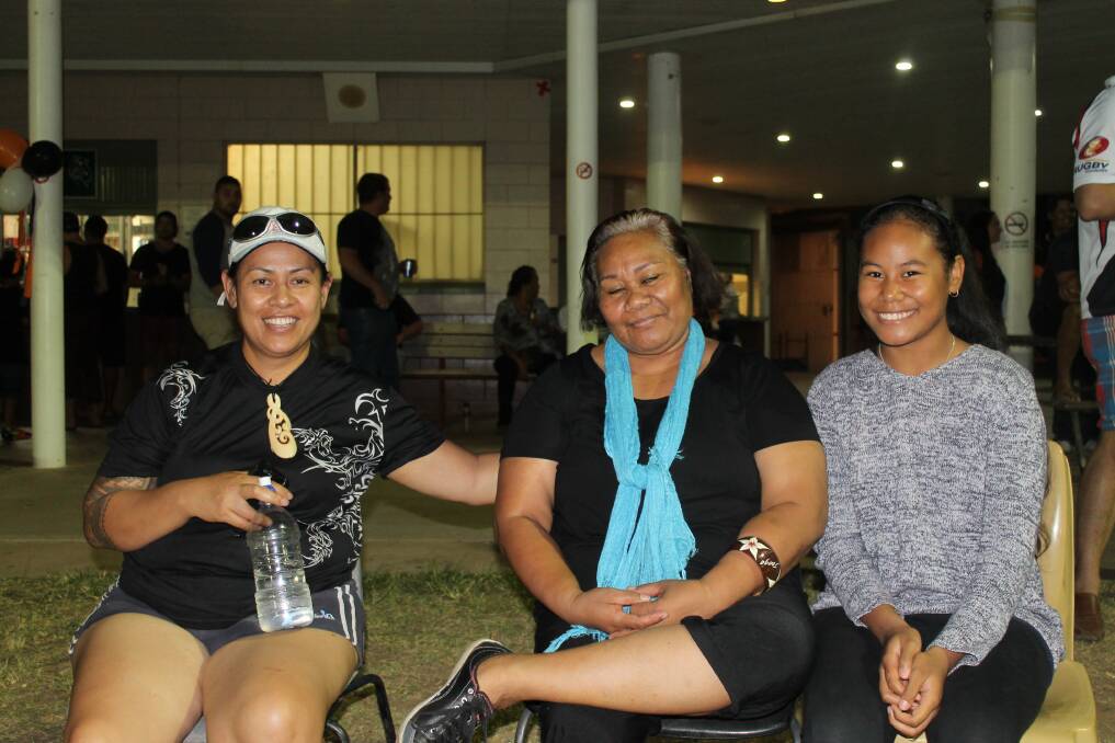 GIRL TALK: Having fun with the girls are, from left, Serena Daniels with Leafa and Asi Vaipulu.