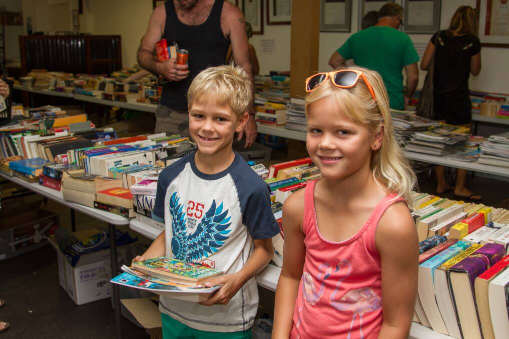 BOOK WORMS: Lachlan and Sienna Hume found some colourful second hand books.