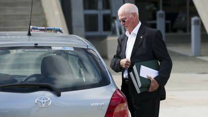 Sport.
Raiders' board Chairman John McIntyre leaves Canberra Stadium after a board meeting to discuss the future of players Josh Dugan and Blake Ferguson. 
14 March 2013.
Photo: Rohan Thomson. The Canberra Times.

rt130314Raiders-0505.jpg