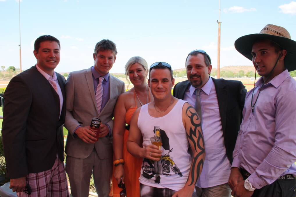 PARTY TIME: Spending time with friends are, from left, Joe Mijatovic, Brad Howie, Tania Wilson, Jeremy 'Giggles' Fraser, Tom Wilson and Chris Peterson.