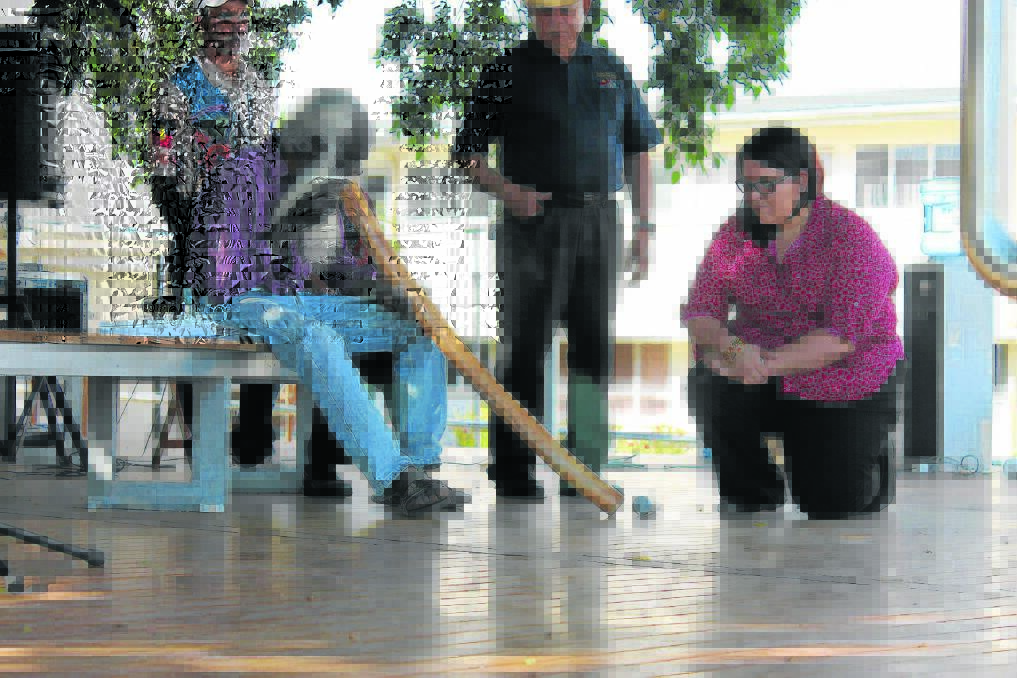 SPIRIT: Uncle Clive Sam played a small didgeridoo piece to mark the beginning of the healing tree unveiling yesterday.