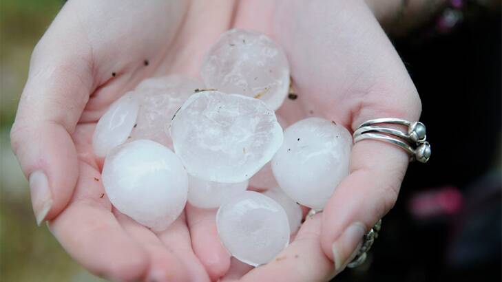 Hail at Picnic Point in Toowoomba. Photo: Bev Lacey/The Toowoomba Chronicle.