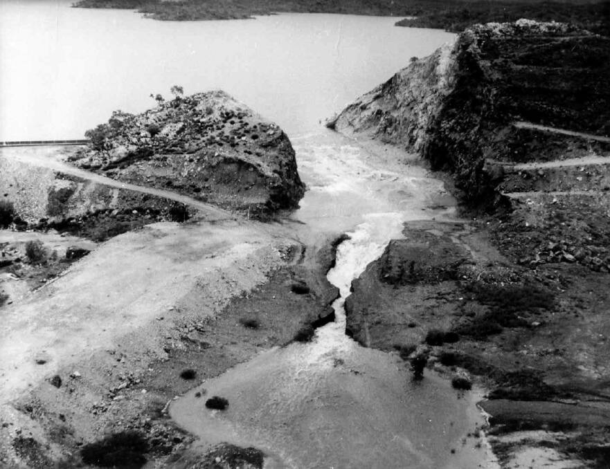 TOO MUCH: Spillway overflow on March 3, 1962.