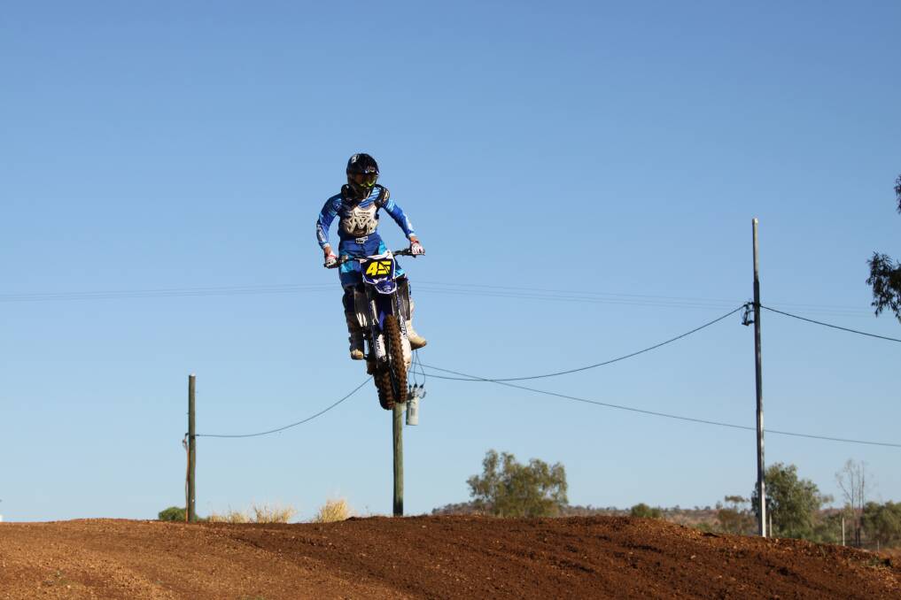 FLYING: Wilson Todd gets a good view of the Mount Isa Dirt Bike Club.