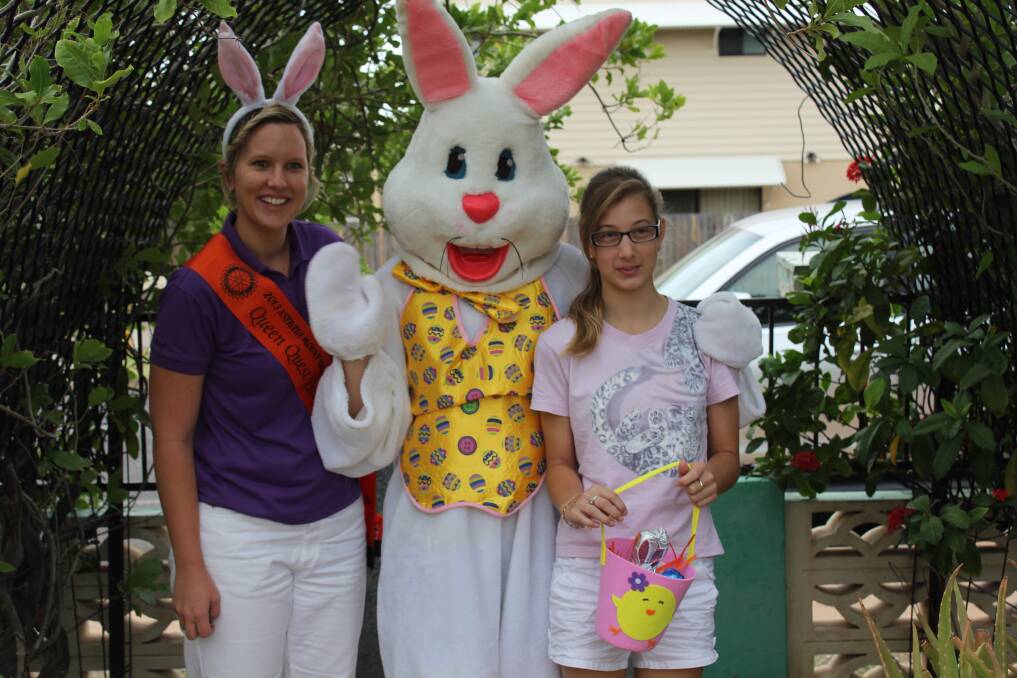 PRETTY IN PINK: The Easter Bunny and Cara Nolan paid Sophia Mileska, 12, a visit yesterday morning.