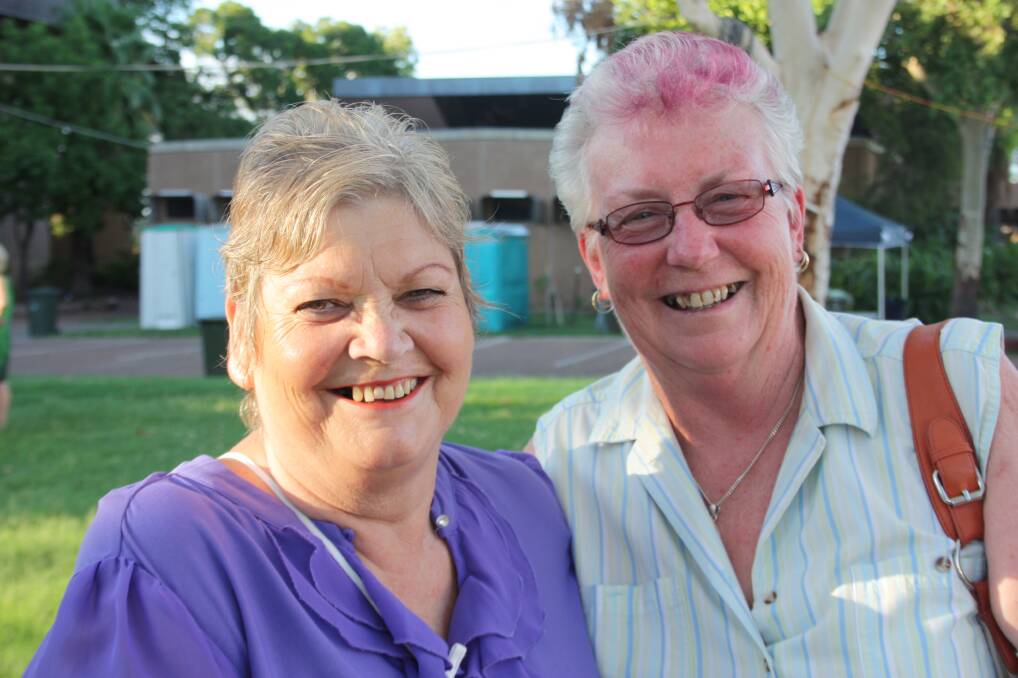 HAPPY SMILES: Kath Collins, left and Heather Dennison look forward to a great night.