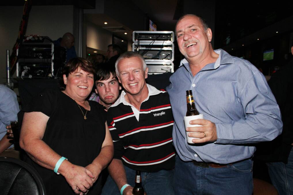 FUN TIMES: Marg, Josh and Mark Brezac have a laugh with Kev Hutchinson.