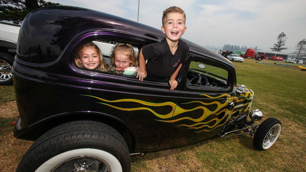 Car Show and Swap Meet at Kiama Showground. Hanging for a ride were Jazmin McTaggart, 7, Emily Low, 4, and Bailey McTaggart, 5.
