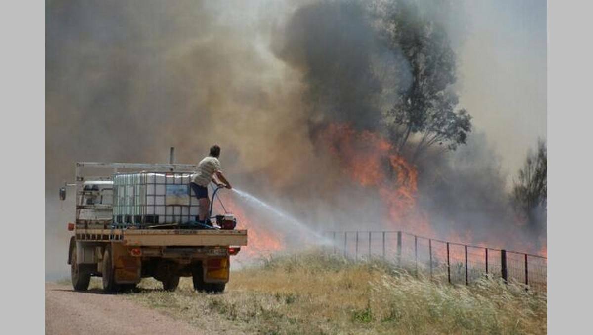 A Wandearah farmer received burns to his arms and legs after a fire broke out at his Mallee Road property on Wednesday afternoon, near Port Pirie in South Australia. Picture: Paul Oborn