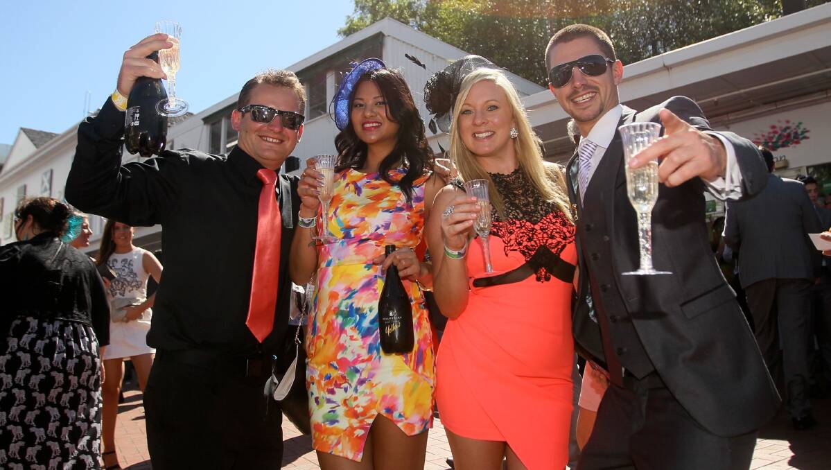  Revellers from the Gold Coast and Perth at the Melbourne Cup. Picture by Ken Irwin.