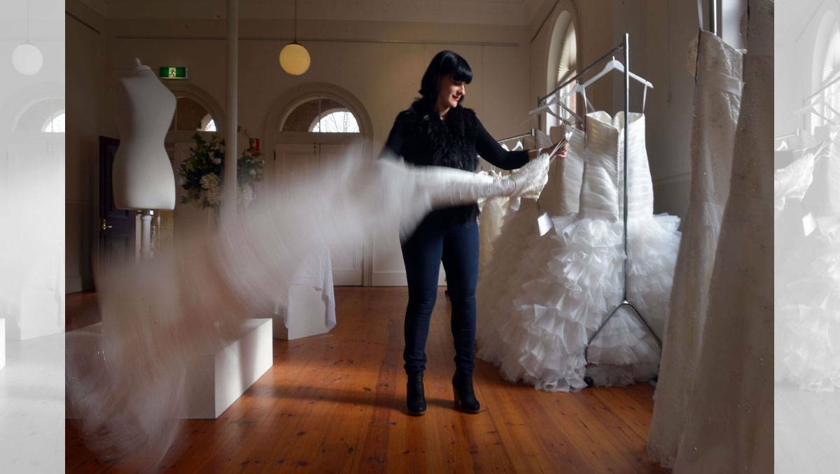 At the pop up Bridal Shop in Dudley House owner Anthea Solopotias works among the wedding dresses. Picture Brendan McCarthy.