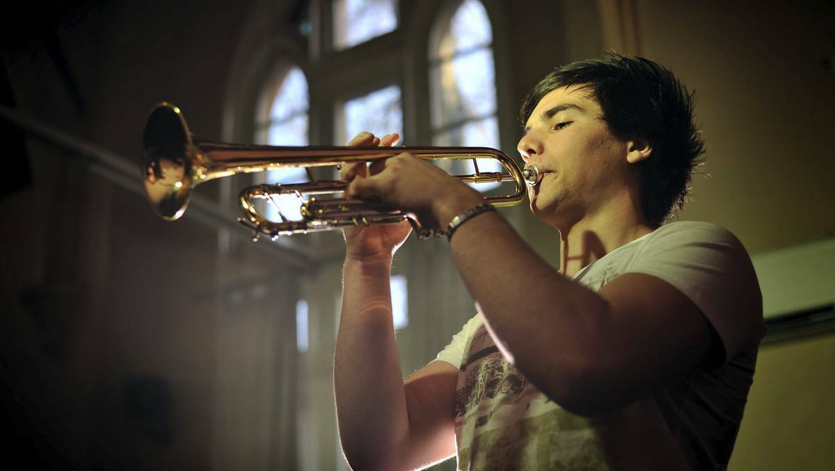 Trumpeter Alex Quigley followed in his father's footsteps by winning the W.J. Bentley Memorial Trophy for Tasmania's premier junior brass soloist. Picture Scott Gelston.