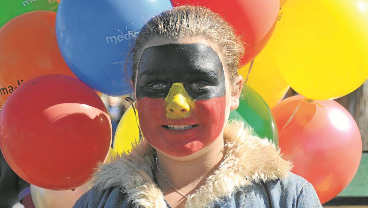Marlie Thomas sporting the colours of NAIDOC Week at Wolseley Park on Sunday. Photo Marie Hobson, Namoi Valley Independent.