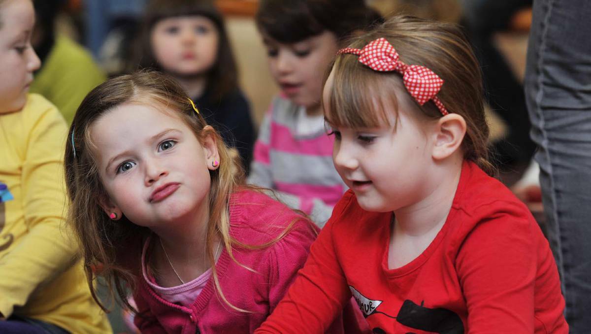  Lil' Melodies music session held in the Marketplace. Nel Addison, 5, and Shayla Cook, 5. Picture Alastair Brook.