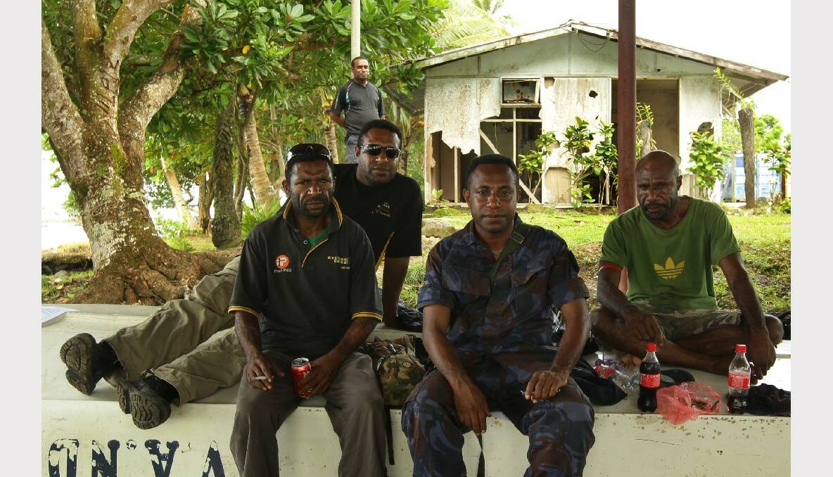 Members of the PNG police Mobile Squad based on Manus Island providing extra security since the asylum seekers have arrived on manus Island. Photo: Kate Geraghty