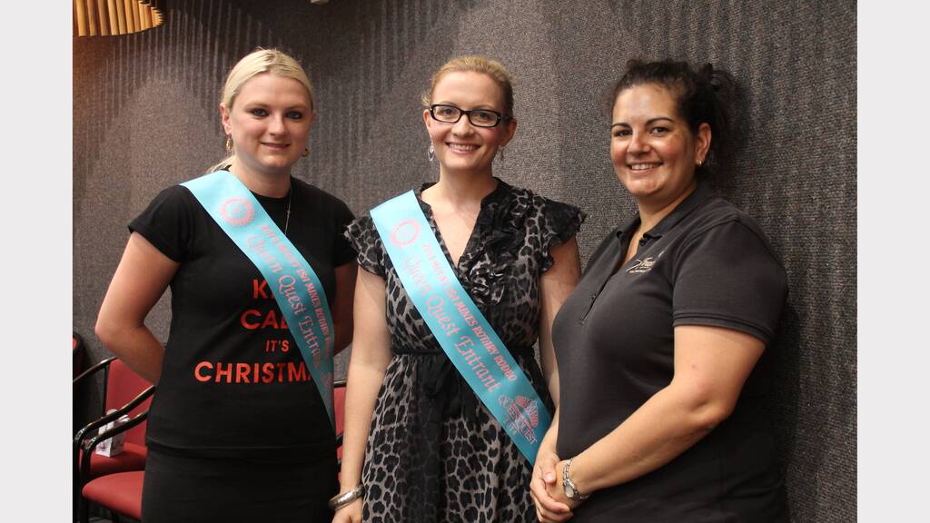 Mount Isa Mines Rotary Rodeo Queen Quest entrants Dannielle Horwood and Alex Burgaretta, with Queen Quest co-ordinator Louise Brogden, at Monday's time capsule opening. - Picture: EMMA KENNEDY/8410