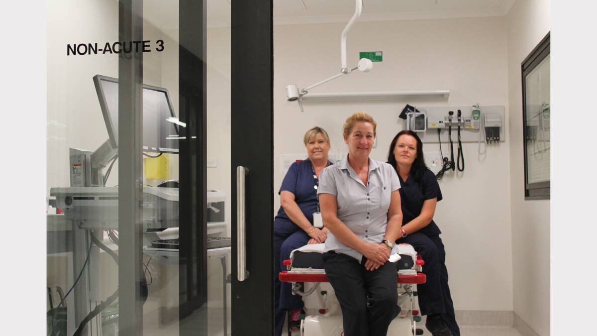  FRESH: Mount Isa Hospital emergency department clinical nurses Diana Macmillan and Margaret Richardson check out one of the non-acute bays opened in May with nurse unit manager Andrea Wallace.  Picture: EMMA KENNEDY