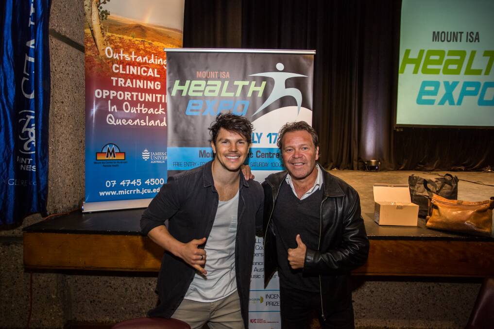 Celebrity chef Dan Churchill with country singer Troy Cassar-Daley at the Mount Isa Health Expo. – Picture: BEN MACRAE