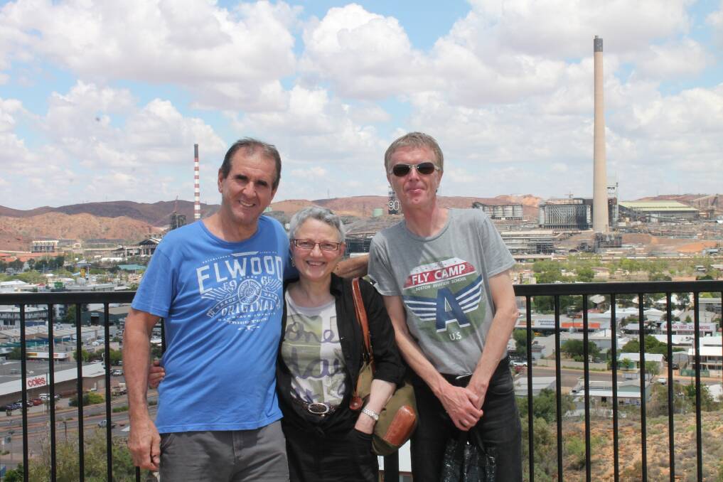 TOURISTS: Mount Isa's Giuliano Trentin, with Ida Biasutto and Jean-Pierre Amond, who were visiting Mount Isa from Belgium.  