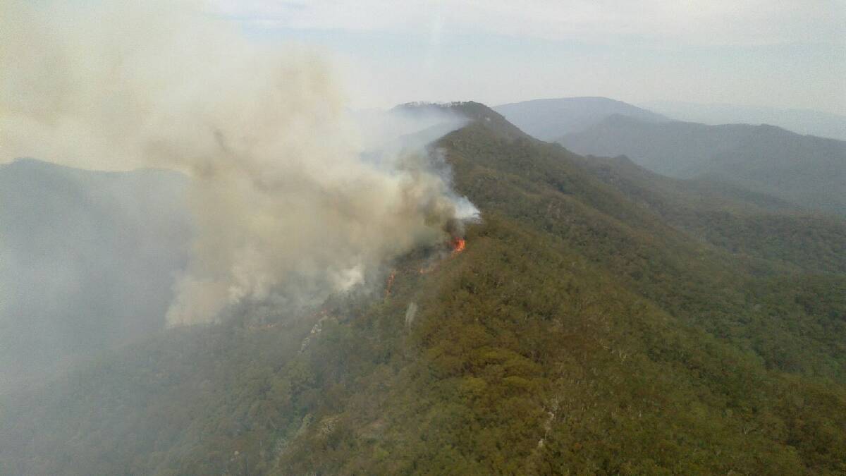 A fire on the Budawang Ridge north-west of Batemans Bay was ignited by lightning strikes.