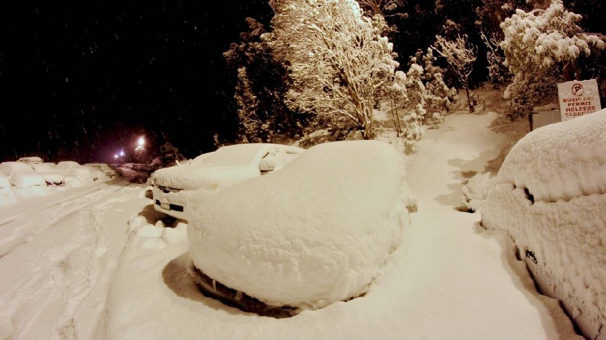 Falls Creek Car Park after the snow dump. 70cm+ has fallen in the last week. Picture: Chris Hocking