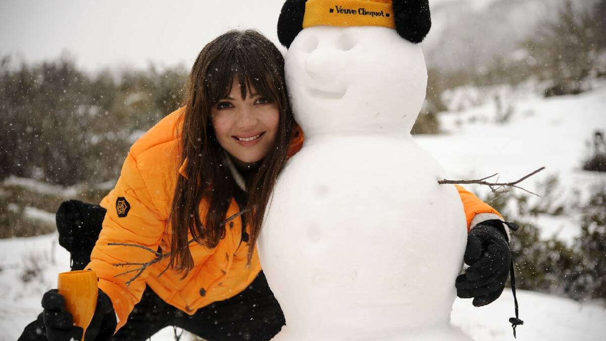 Emma Lung at the Clicquot in the snow Thredbo picnic at Dead Horse Gap on Saturday. Picture: Steve Cuff