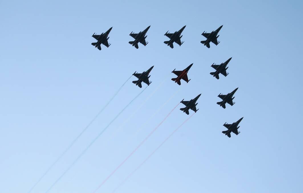 A fly past by the Dutch Air Force following the water pageant after the abdication of Queen Beatrix of the Netherlands and the Inauguration of King Willem Alexander of the Netherlands on April 30, 2013 in Amsterdam, Netherlands. Photo by Chris Jackson/Getty Images