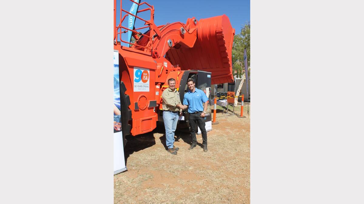 EQUIPPED: Downer Mining plant manager Robert Such with Dylan Young from Sandvick Mining and Construction.