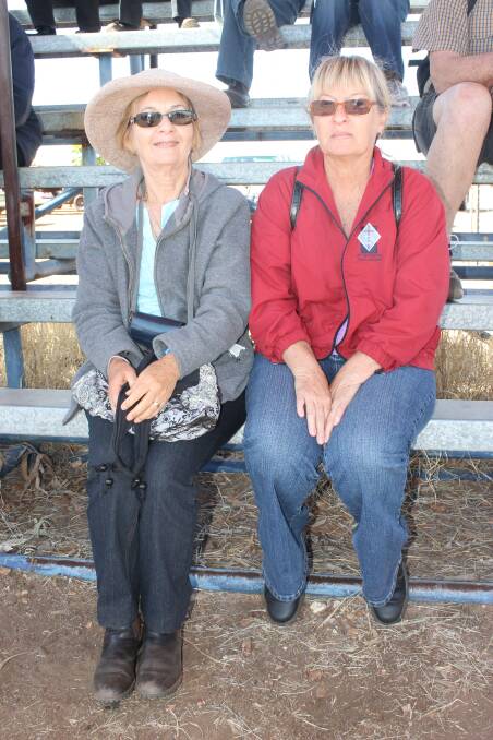 VISITORS: Carol Brindell (Bribie Island) and Maree Maden (Hervey Bay) watched the drovers activities over the weekend.