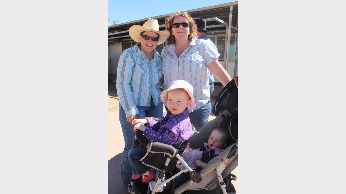 ACTION: Zali, 3, Keira, 1, and Kristy Beattie are ready for a day of rodeo action with Cassie Barratt.