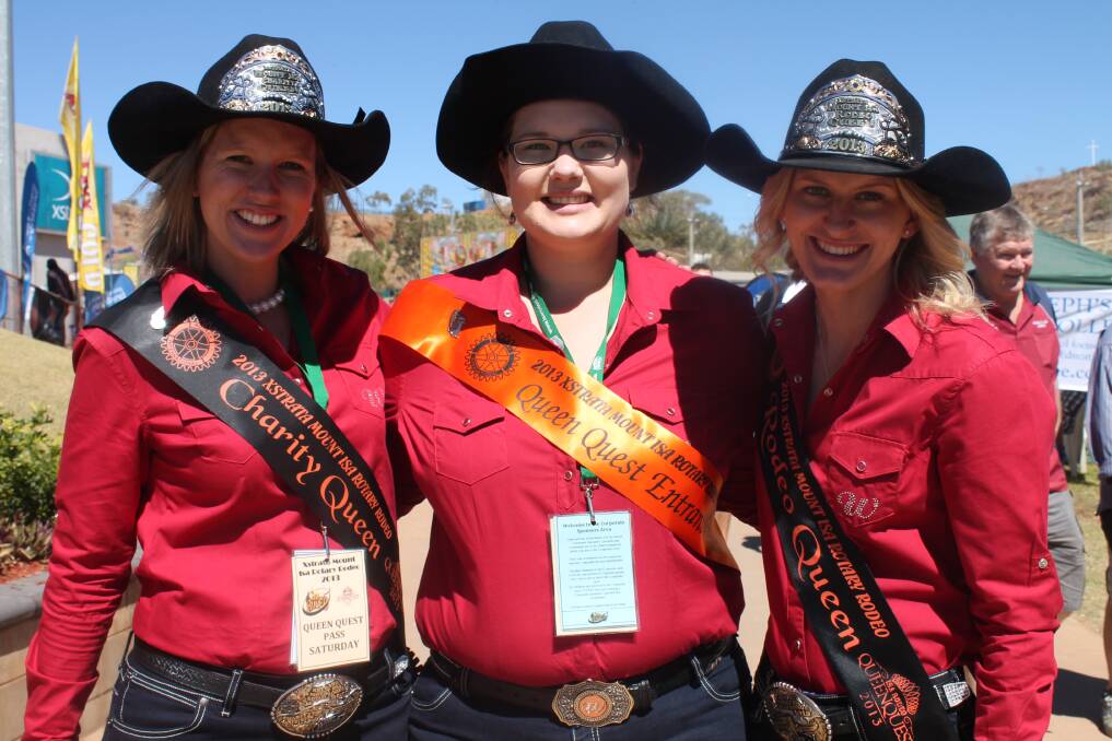 CROWNS: Queen Quest entrants Cara Nolan, Irena Paznikov and Lucy Williams stayed busy on Saturday.