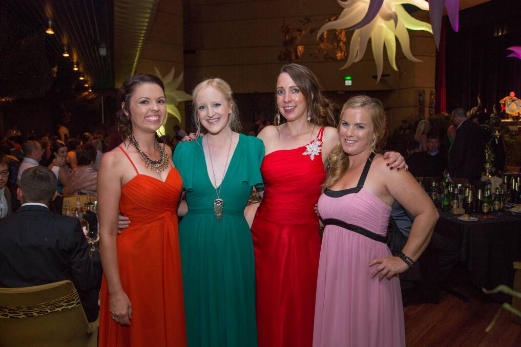 LOVELY LADIES:  Cassi Bonython, Erin Davidson, Vanessa Smith and Melissa Barrett enjoy a night at the ball.