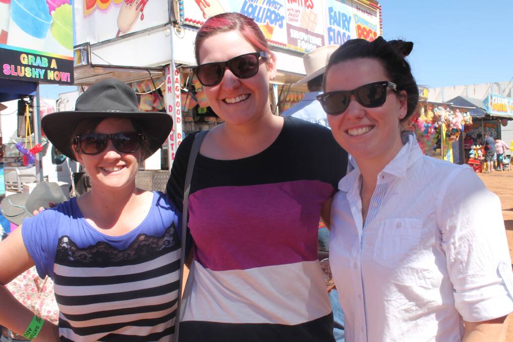 ENTERTAINMENT: Maree Midgly from Charters Towers checks out the rodeo entertainment with Georgia Masters and Laura Marsden.