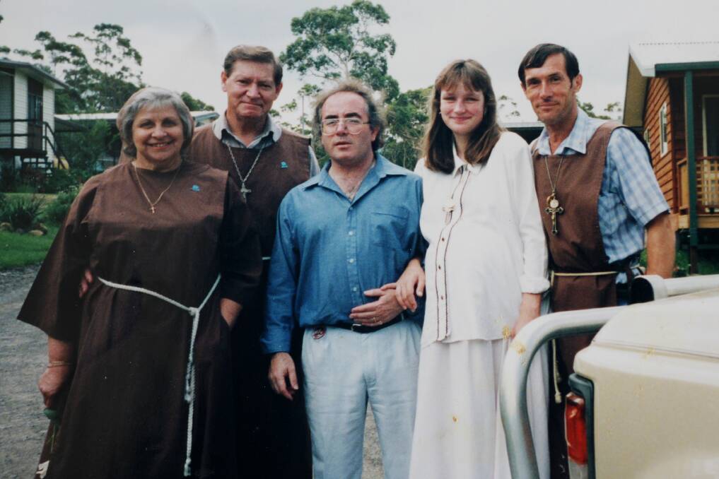 'The Little Pebble': The cult leader William Costellia-Kamm (centre) with his wife and followers. 
