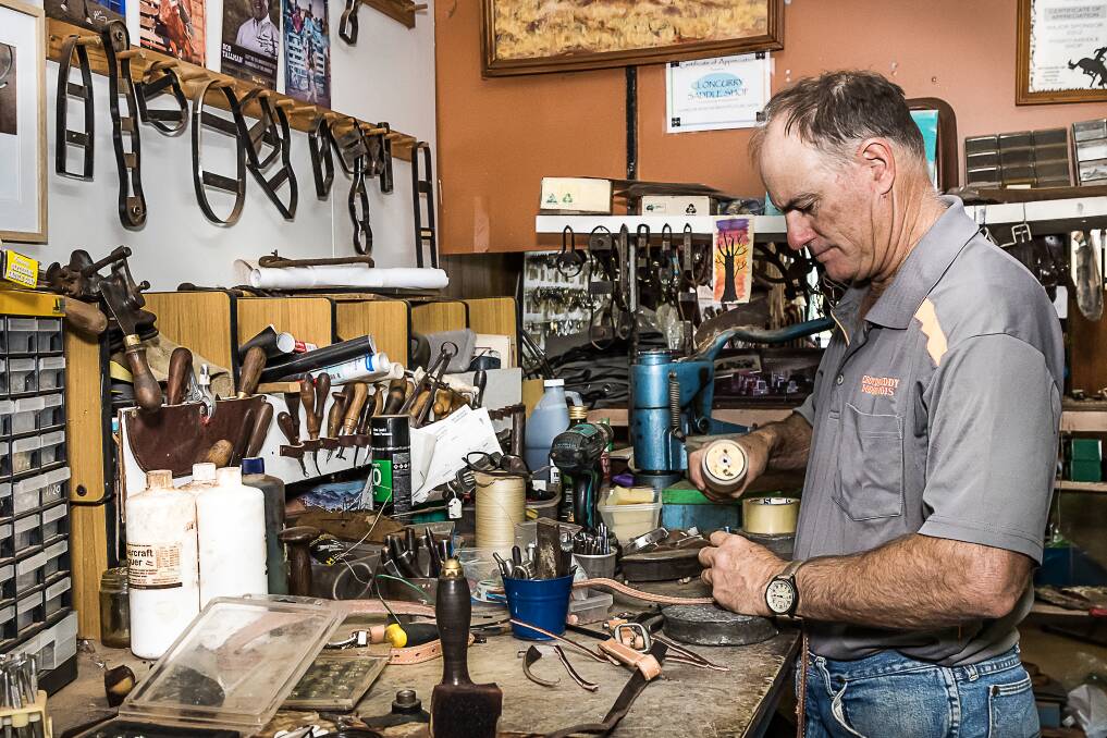 Colin and Kylee Ferguson, along with their children, have owned and operated the Rodeo Saddle shop and mobile store in Cloncurry since 1995. Photo: Stephen Mowbray Photography. 