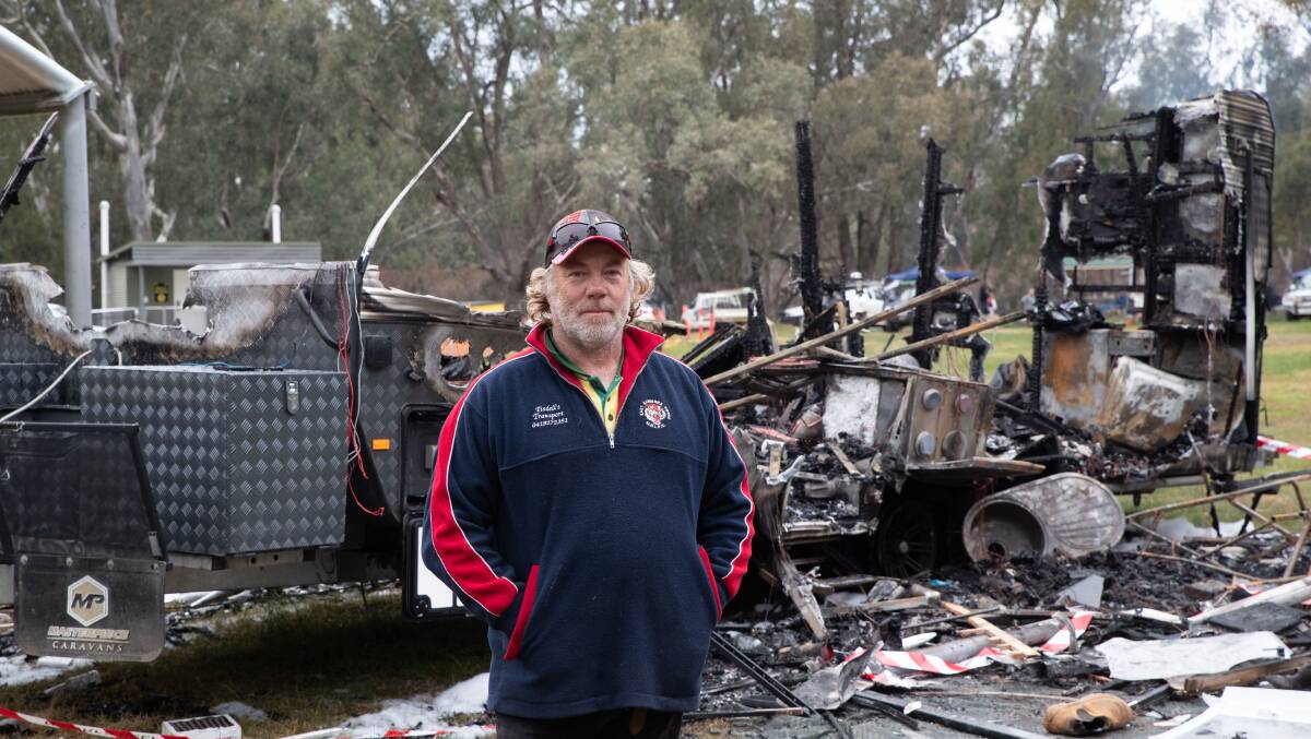 Canberran Greg Clemson has been camping at Wantabadgery's Sandy Beach for years and described the explosion in a neighbouring caravan on Sunday as an eyeopener. Picture by Madeline Begley