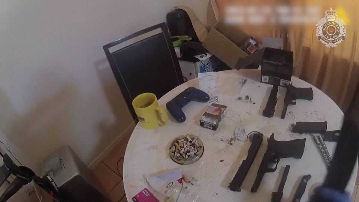Cloncurry Police also seized firearms and knives after executing four search warrants on January 23. Picture QPS.