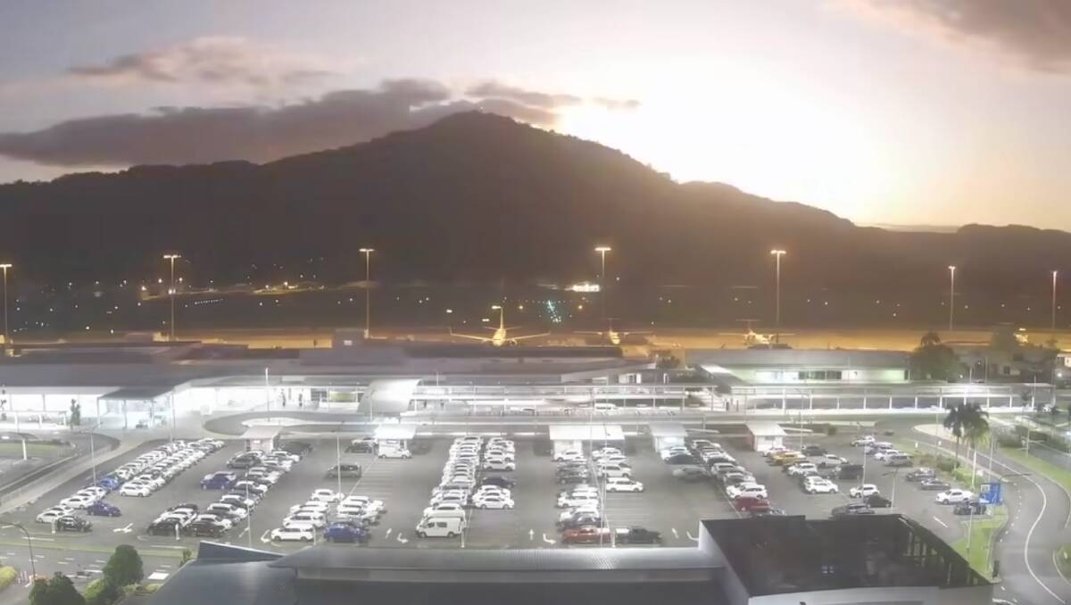 The meteor's stunning light show was captured by cameras at Cairns airport. Picture Cairns Airport.