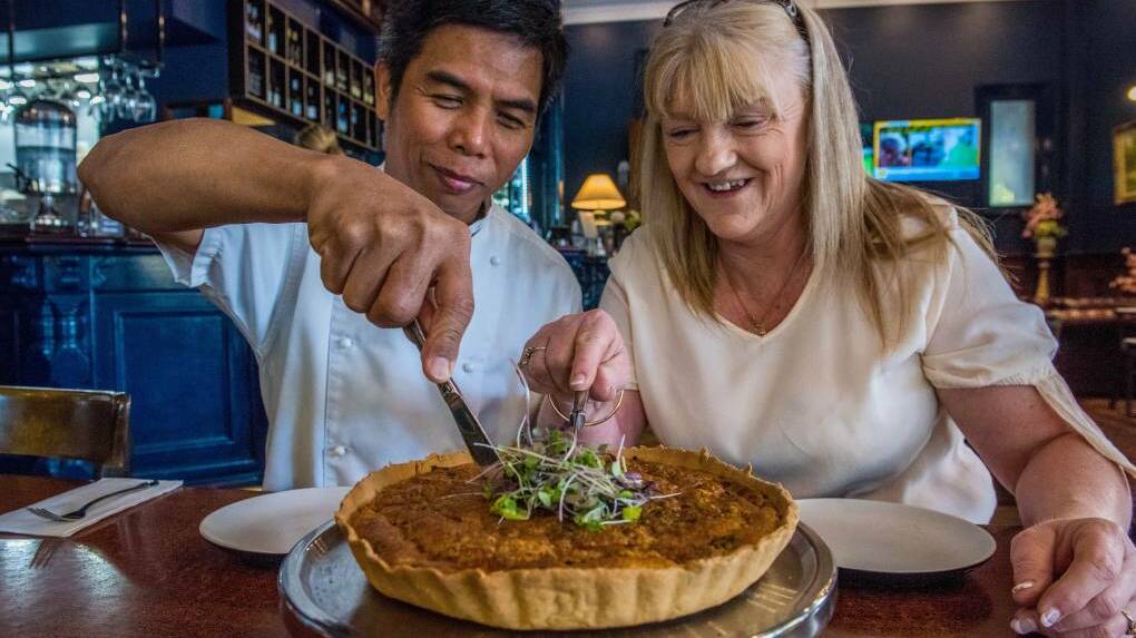 Hotel Shamrock's Fran Matthyssen and Frankie Serona with the "coronation quiche". Picture by Brendan McCarthy.