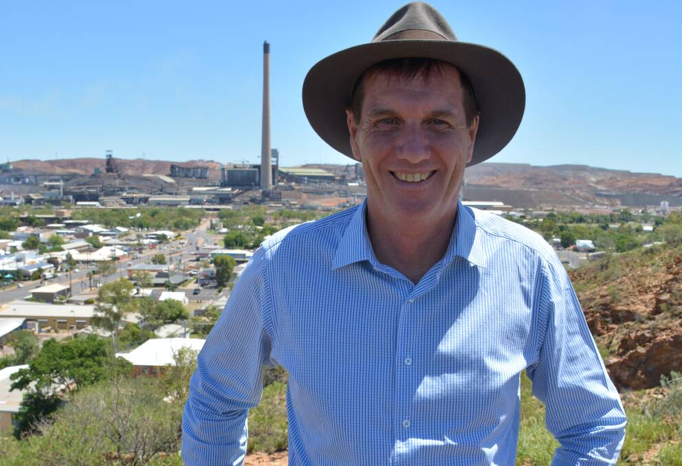 FIELD WORK: Mines Minister Anthony Lynham at the lookout which overlooks Mount Isa and the mines. Photo: Chris Burns. 