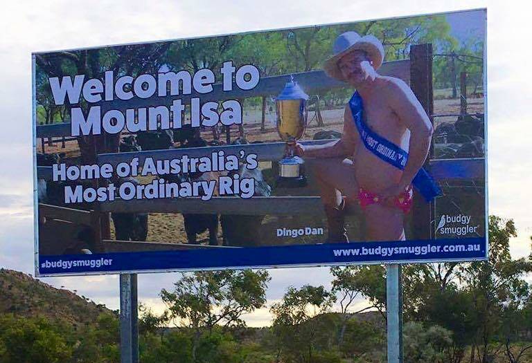 Dingo Dan Leyden's billboard greeted visitors and locals to Mount Isa since November. 