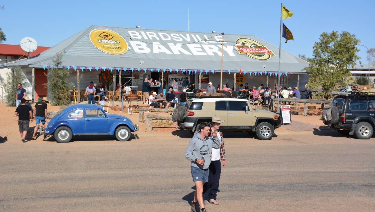 Happy customers: Customers at the Birdsville Bakery on the Saturday of the Birdsville Cup.