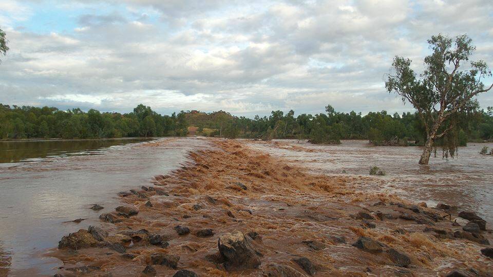 ROUGH: water passing through the Cloncurry Weir. Photo: Peter Fitchat. 