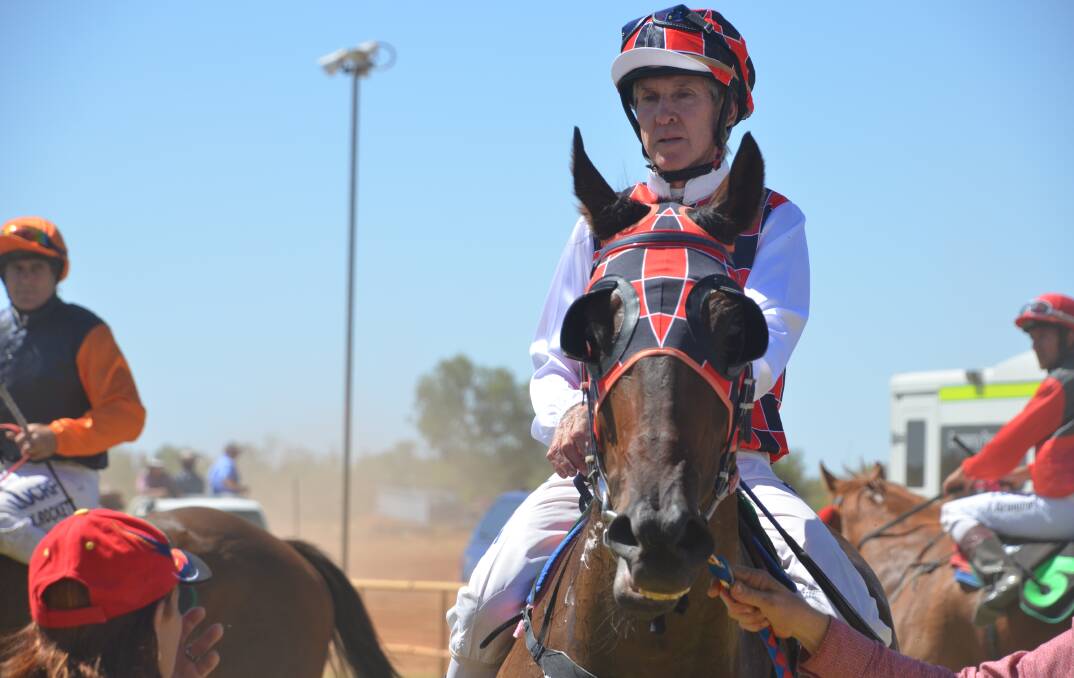 Mount Isa jockey Keith Ballard after a recent win at the Boulia Races in April. Photo: Derek Barry. 