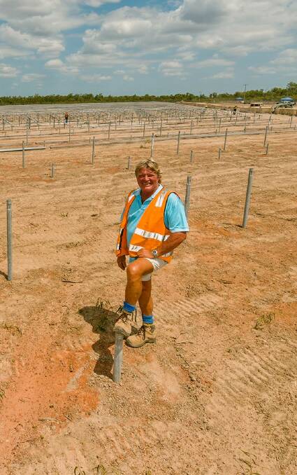 Shining Bright: Doug Scouller, Scouller Energy, is all smiles as the Normanton Solar Farm starts to take shape. Photo Murray Anderson-Clemence