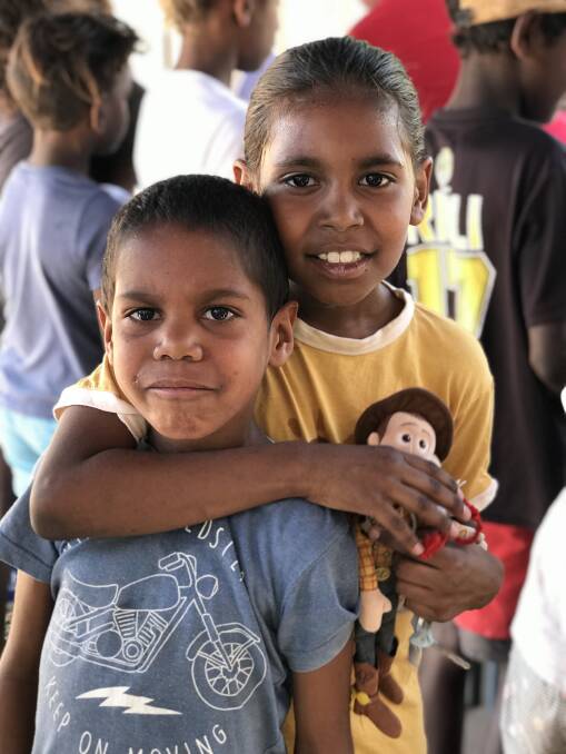 Keeping well: Children enjoy the mini Health Expo at Doomadgee recently.