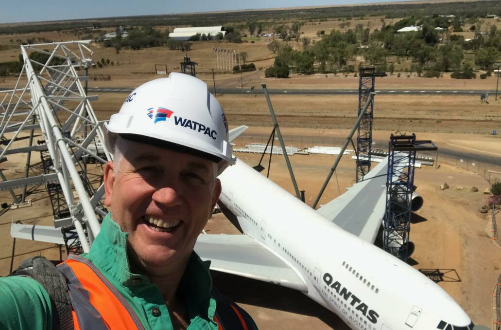 Qantas Founders Museum CEO Tony Martin gets a birds-eye-view of the airpark construction underway on site at Longreach. Photos supplied.
